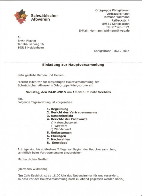 Hauptversammlung SAV 2015